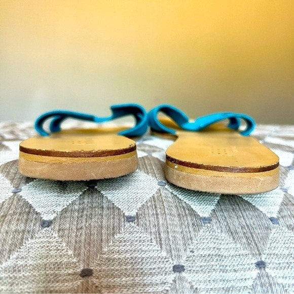 Yasemi Turquoise Teal Slip On Slide Flat H-Band Sandal Shoes Women’s EU 40 US 9 - Picture 9 of 15